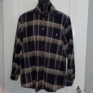 Haupt black & tan plaid shirt‎